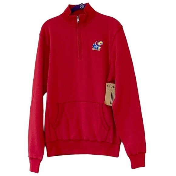 Blue 84 Unisex 2017 Kansas Jayhawks Quarter Zip Sweatshirt Red Size S NW - Picture 7 of 7